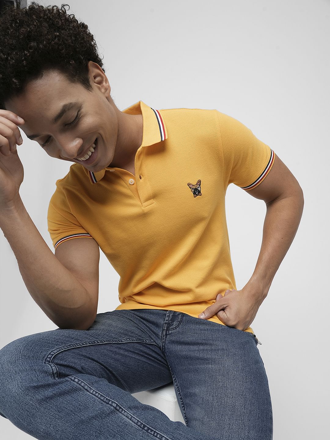 PRODUKT by JACK&JONES Yellow Contrast Tipping Polo - S
