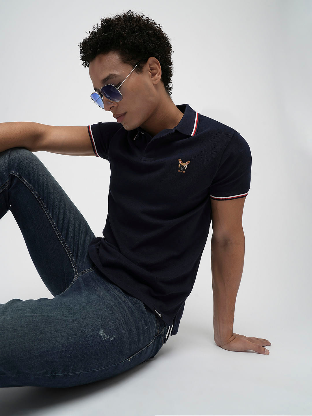 PRODUKT by JACK&JONES Navy Blue Contrast Tipping Polo - S