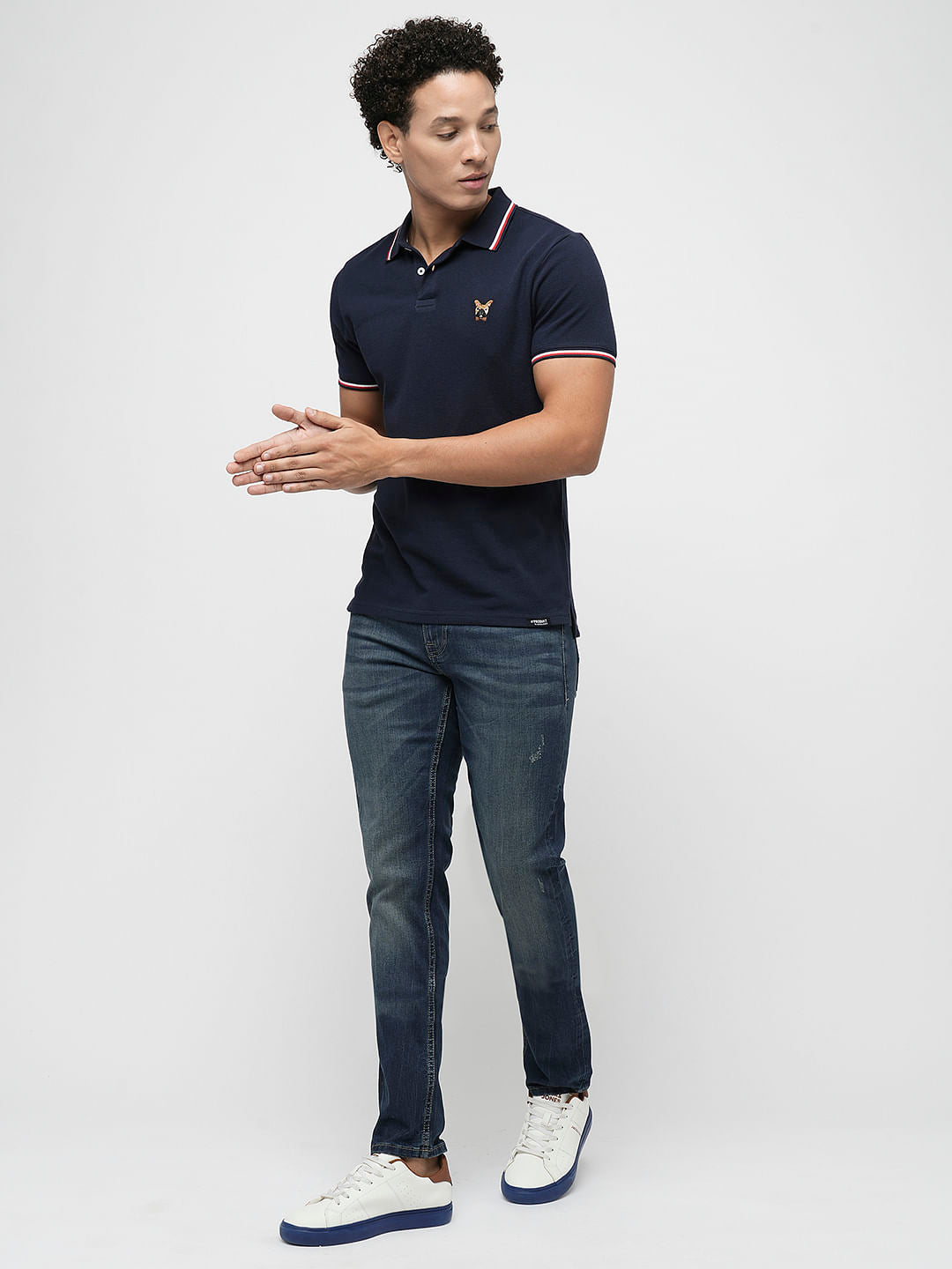 PRODUKT by JACK&JONES Navy Blue Contrast Tipping Polo