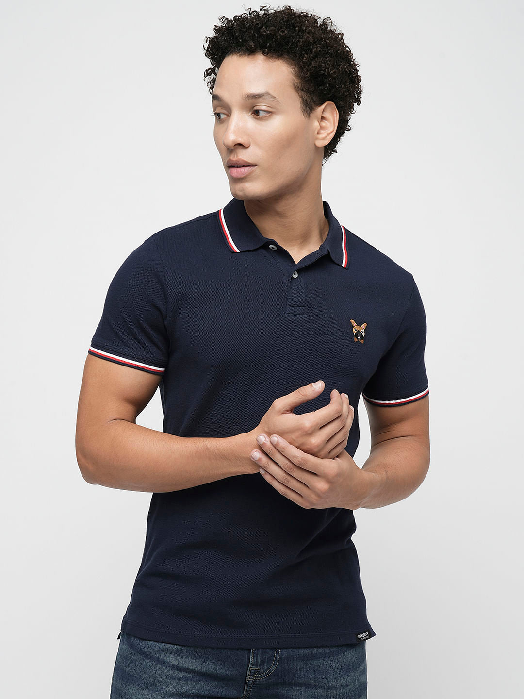 PRODUKT by JACK&JONES Navy Blue Contrast Tipping Polo