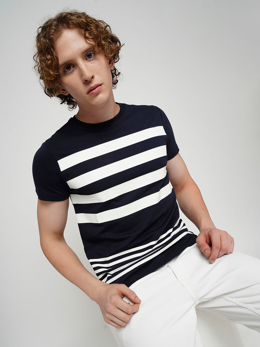 PRODUKT by JACK&JONES Blue Printed Crew Neck T-shirt - S