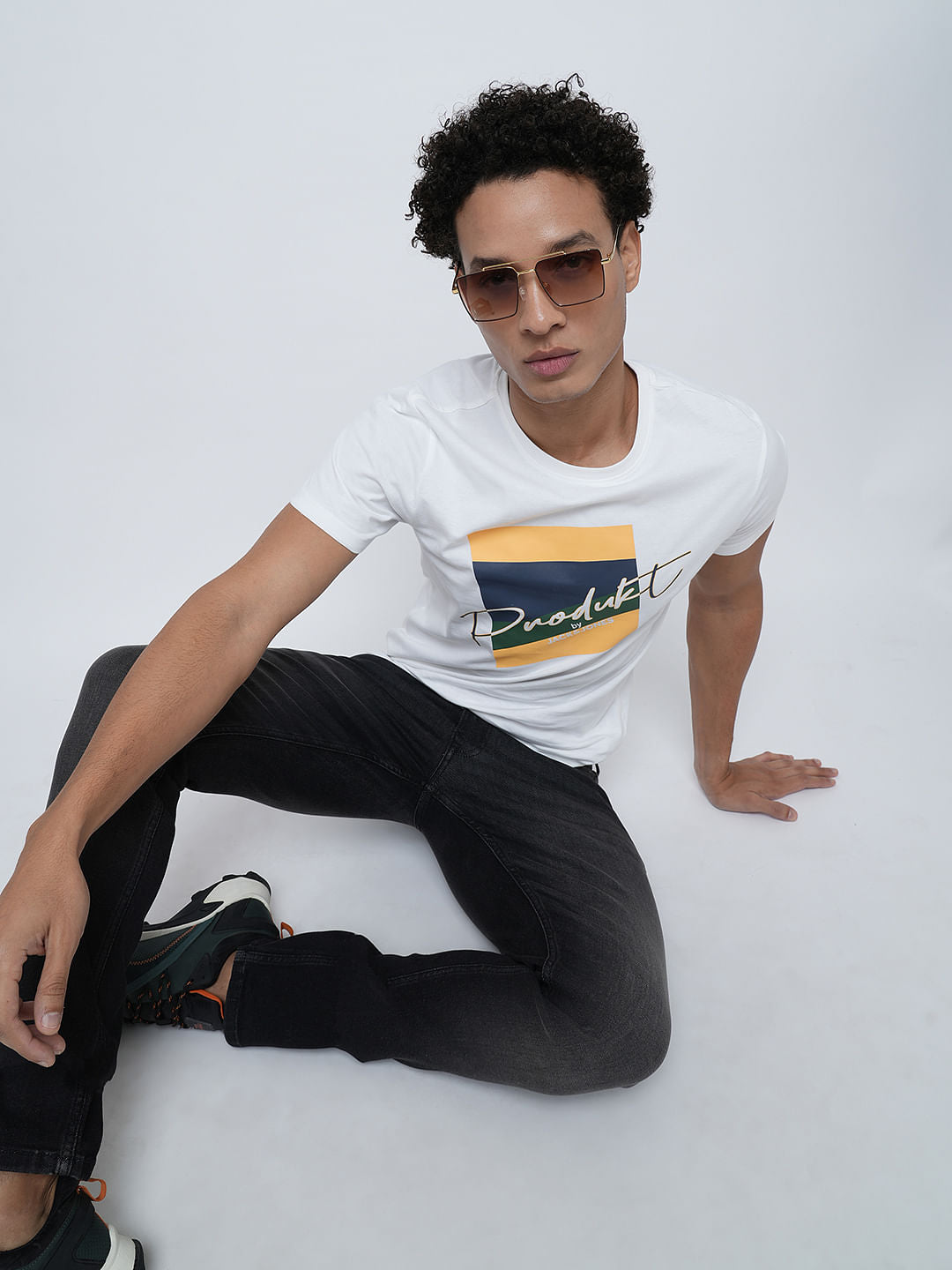 PRODUKT by JACK&JONES White Printed Crew Neck T-shirt - S