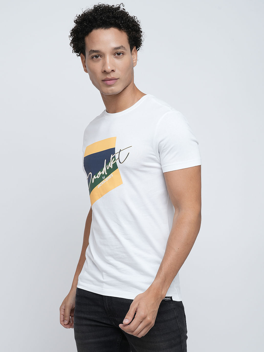 PRODUKT by JACK&JONES White Printed Crew Neck T-shirt
