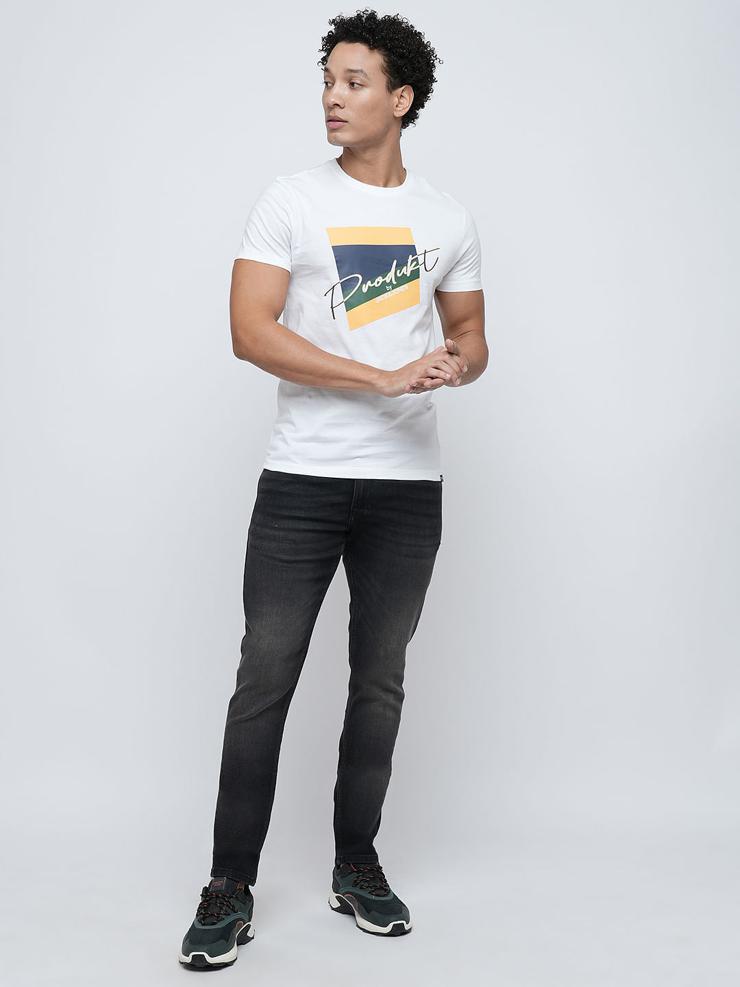 PRODUKT by JACK&JONES White Printed Crew Neck T-shirt