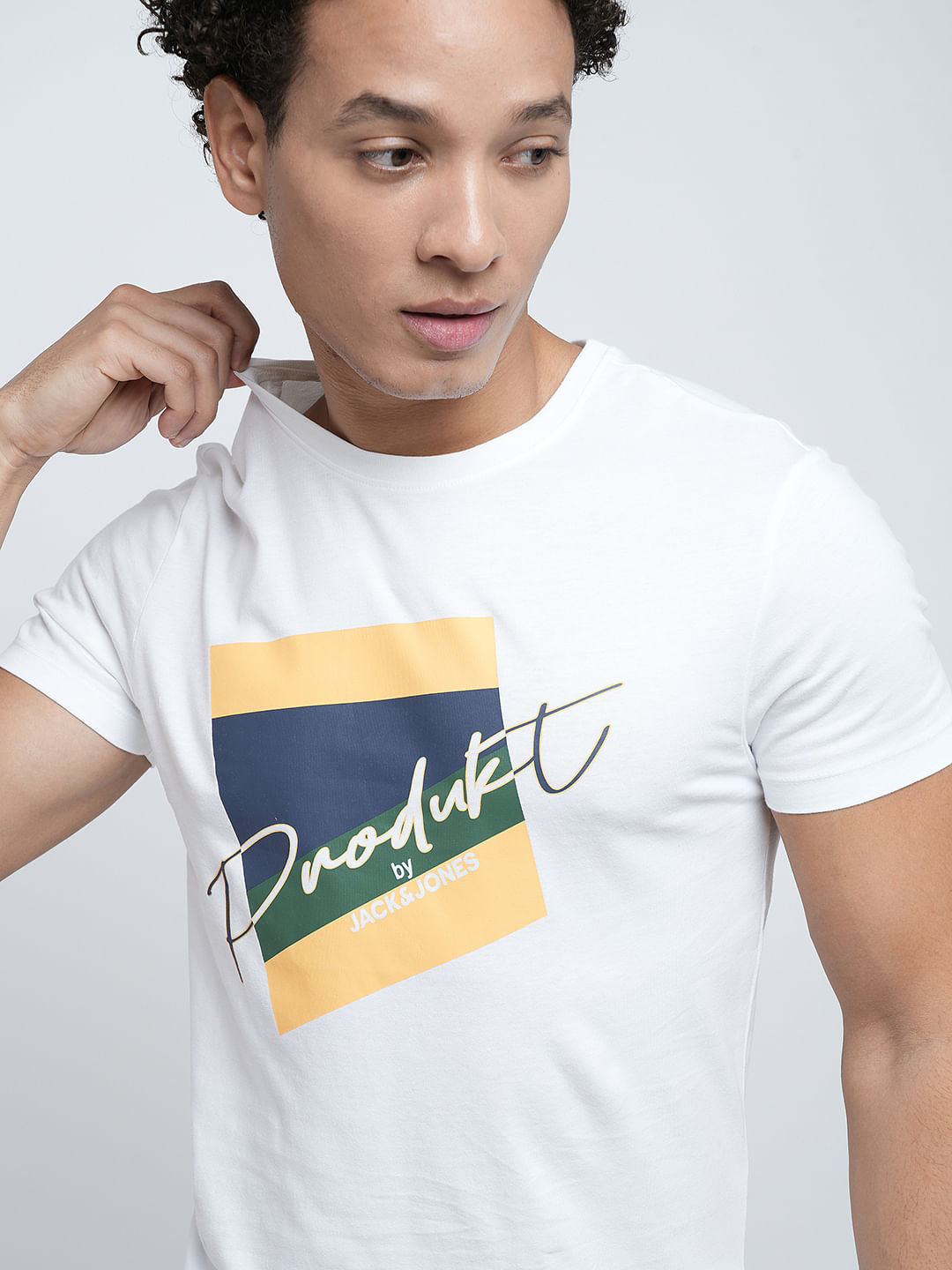 PRODUKT by JACK&JONES White Printed Crew Neck T-shirt