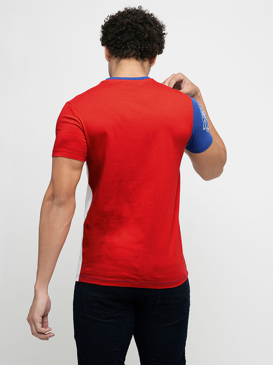 PRODUKT by JACK&JONES Red Colourblocked Crew Neck T-shirt