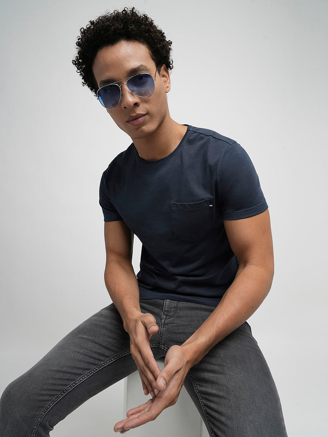 PRODUKT by JACK&JONES Blue Chest Pocket Crew Neck T-shirt - S