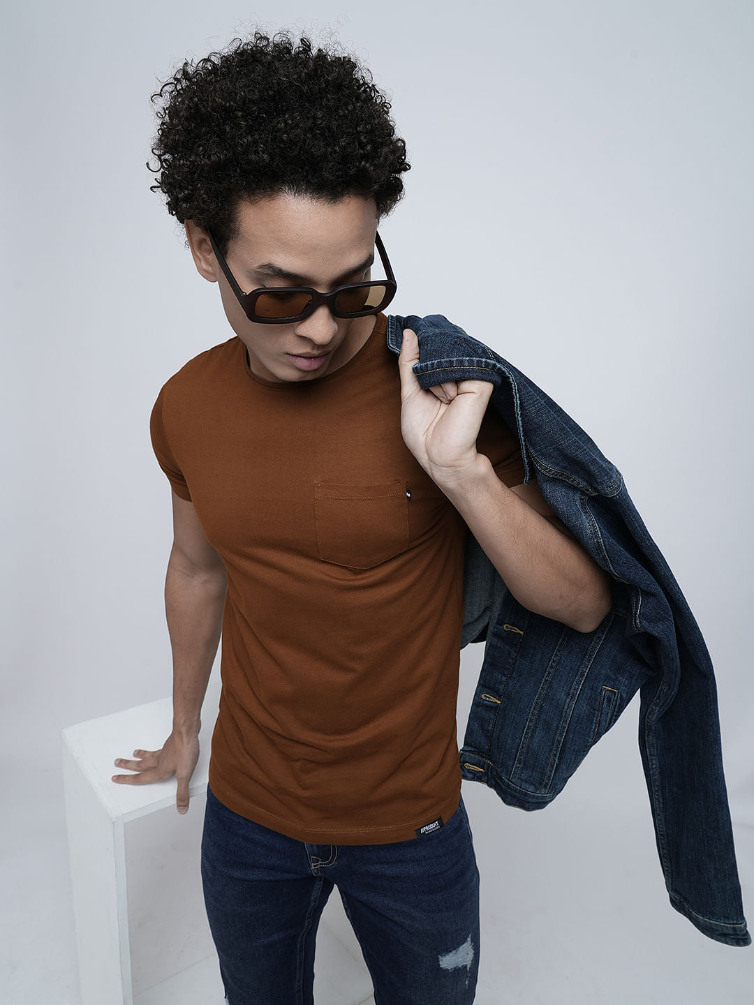 PRODUKT by JACK&JONES Dark Brown Crew Neck T-shirt - S