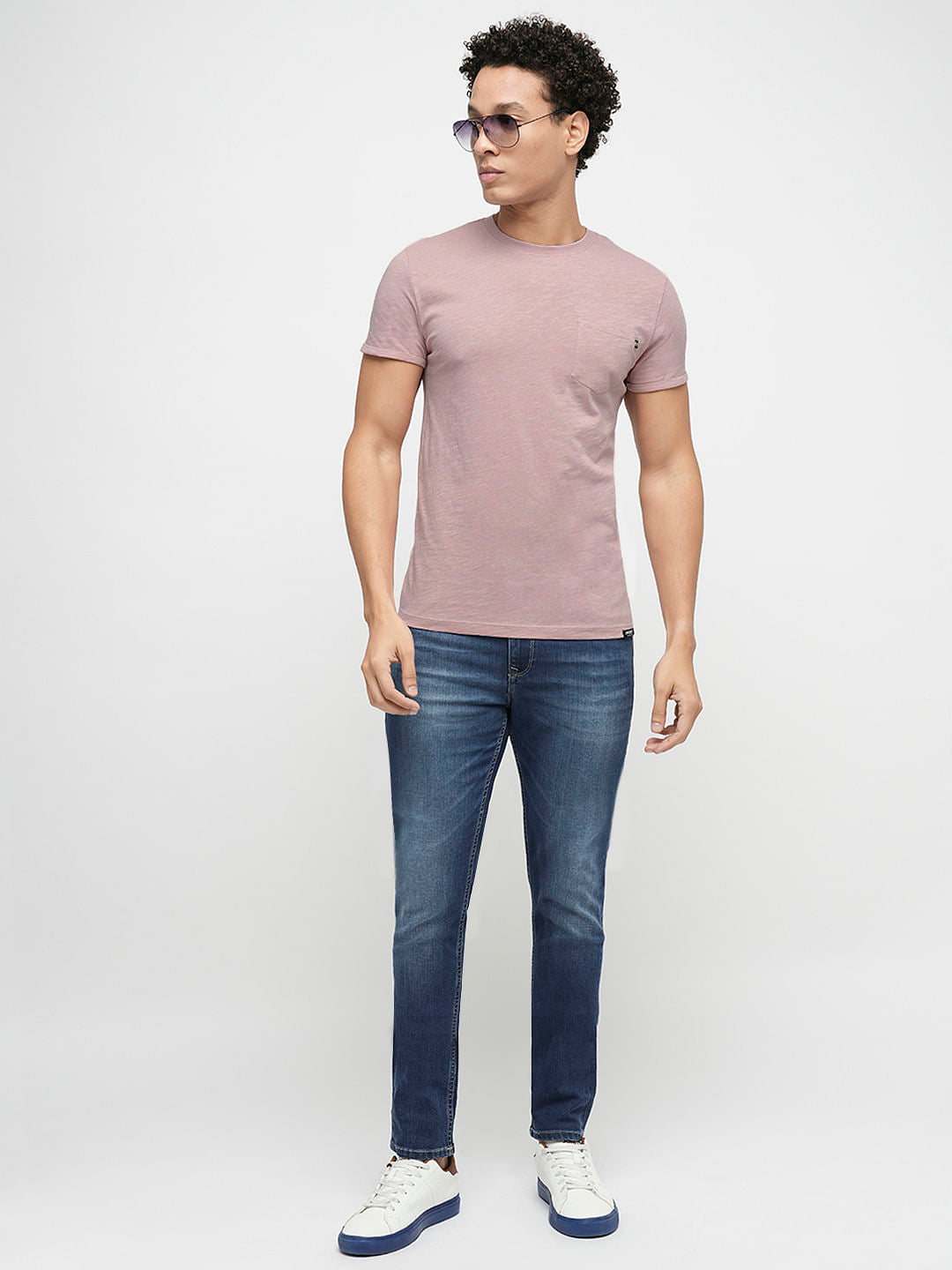 PRODUKT by JACK&JONES Pink Cotton Crew Neck T-shirt