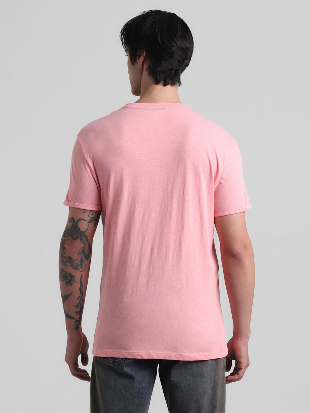 PRODUKT by JACK&JONES Pink Cotton Crew Neck T-shirt