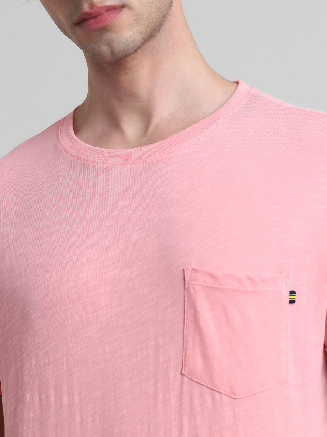 PRODUKT by JACK&JONES Pink Cotton Crew Neck T-shirt