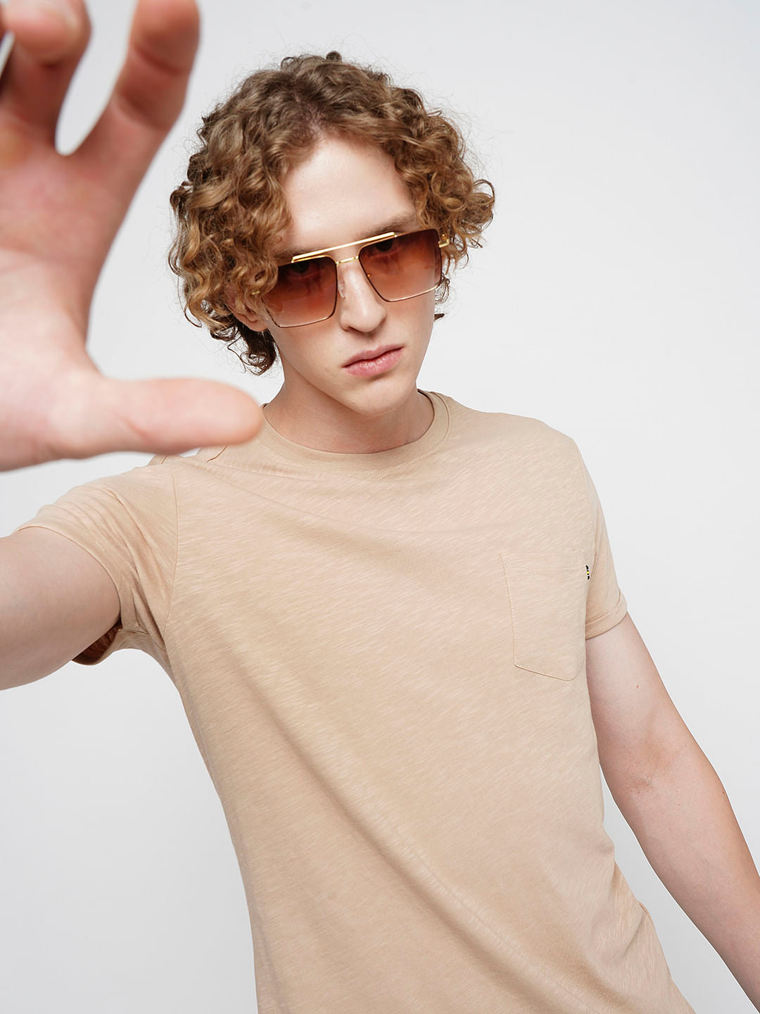 PRODUKT by JACK&JONES Light Brown Crew Neck T-shirt - S