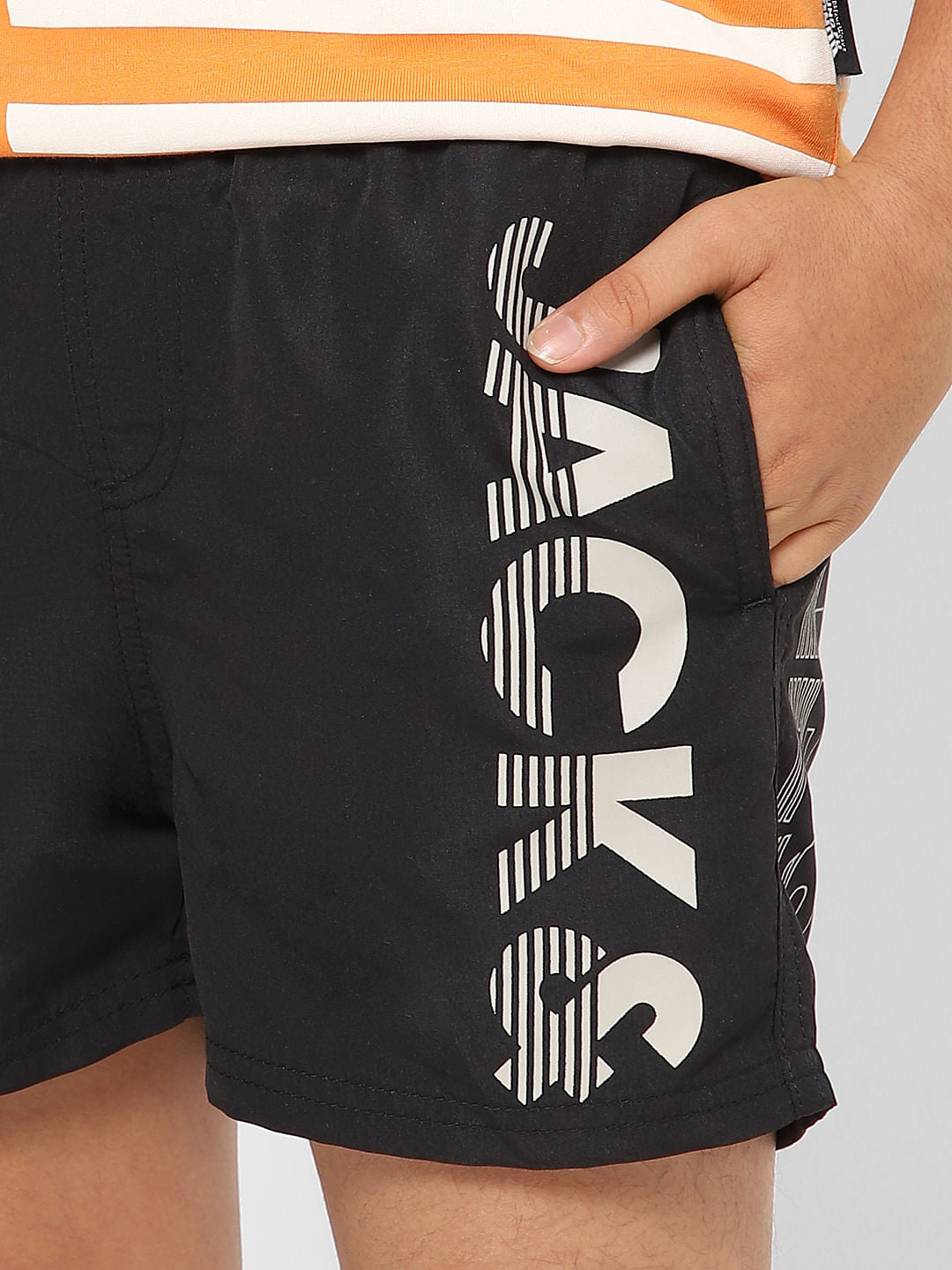 BOYS Black Low Rise Swimshorts
