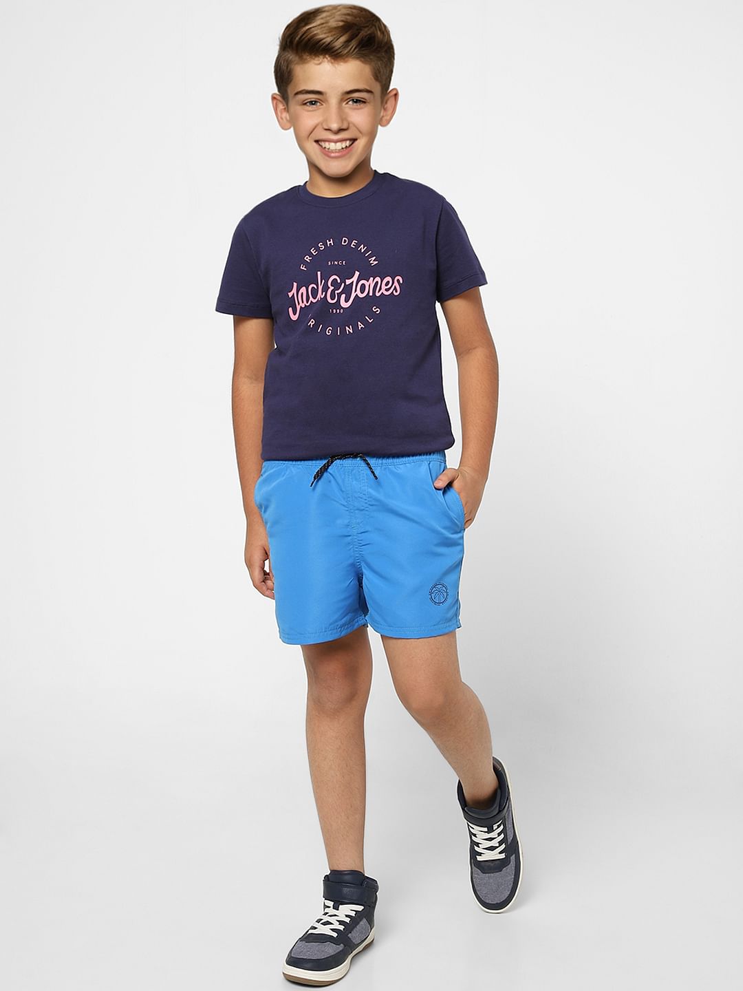 BOYS Blue Low Rise Swimshorts - 4/5Y