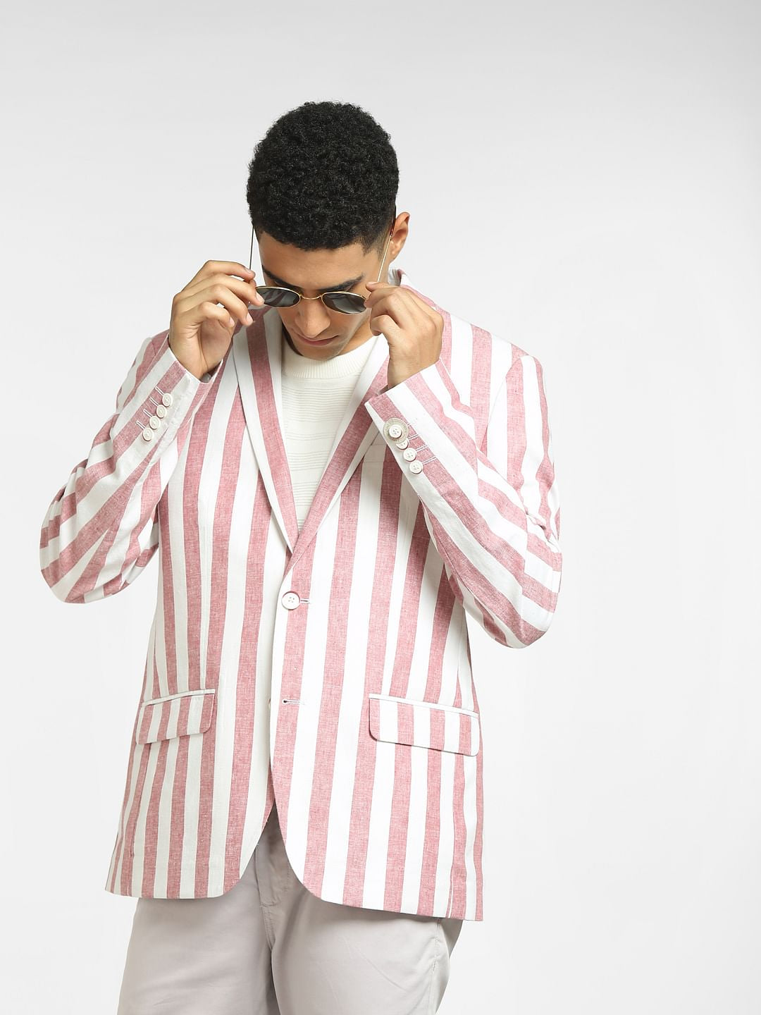 Pink Striped Blazer - 46