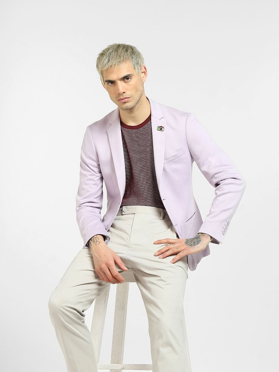 Lilac Knit Blazer - 46