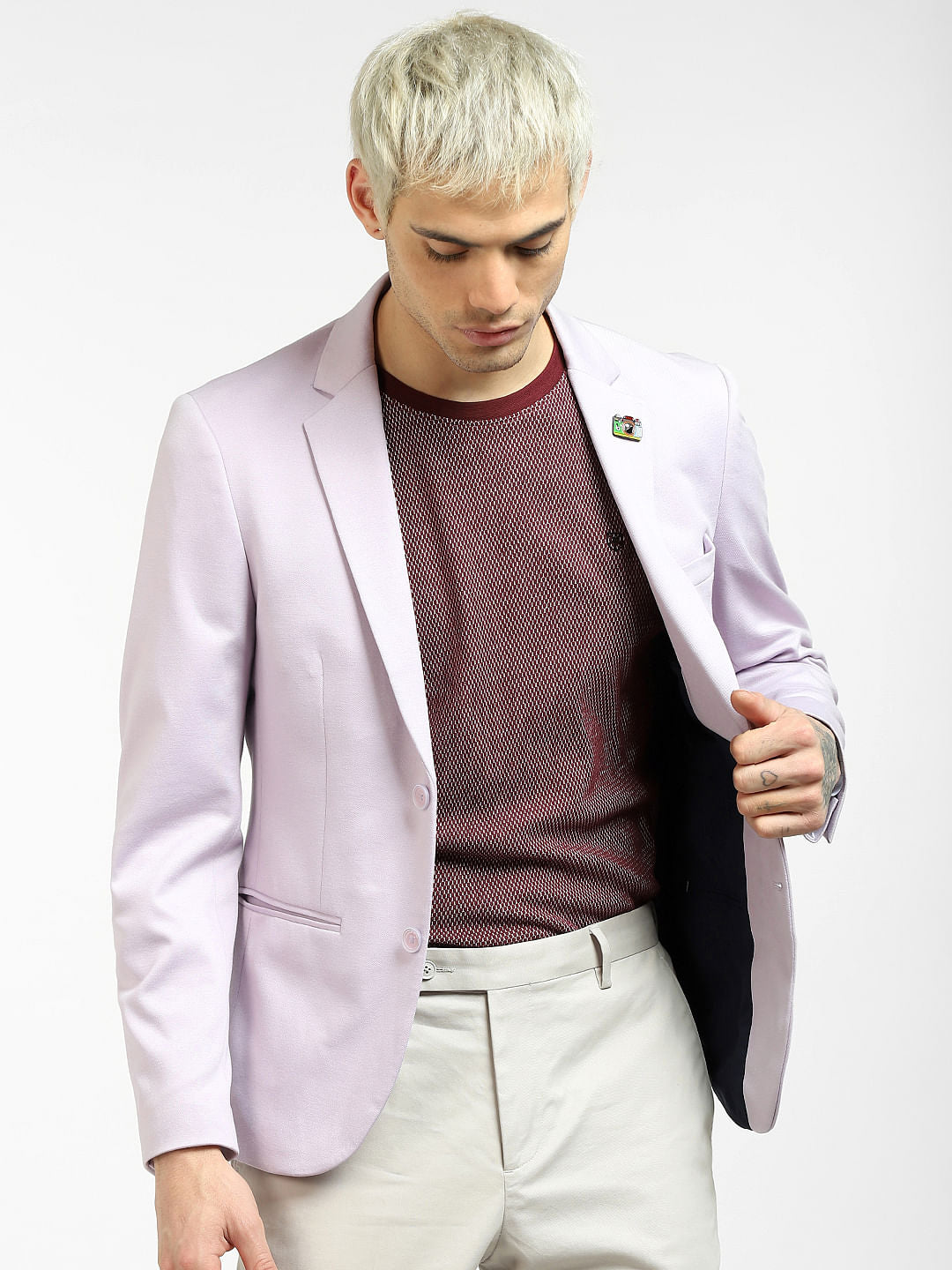 Lilac Knit Blazer