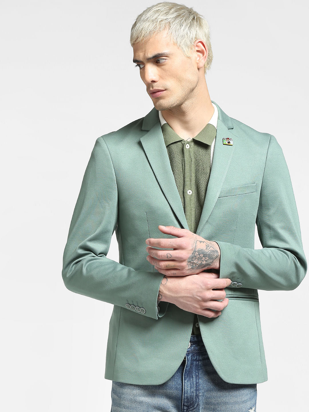 Green Knit Blazer