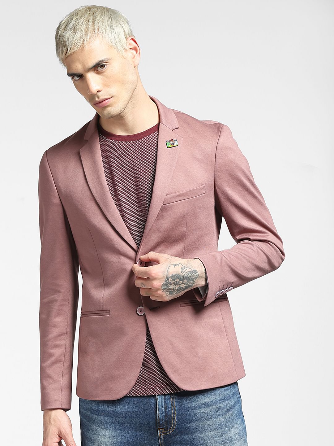 Pink Knit Blazer