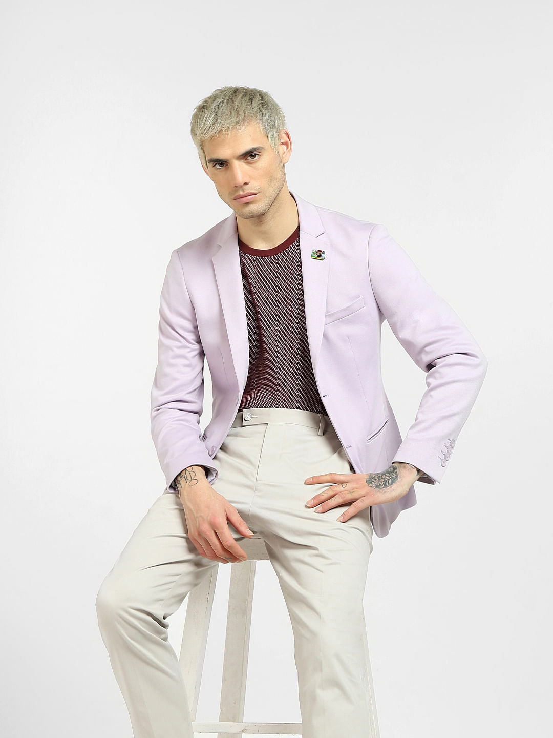 Lilac Knit Blazer - 46