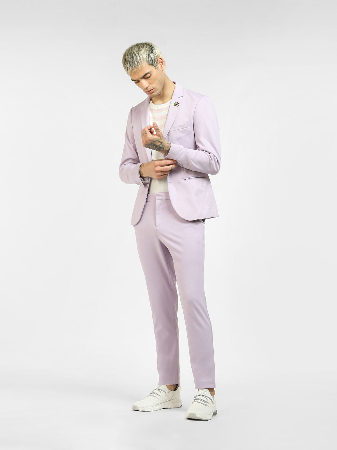 Lilac Mid Rise Knit Trousers - 46