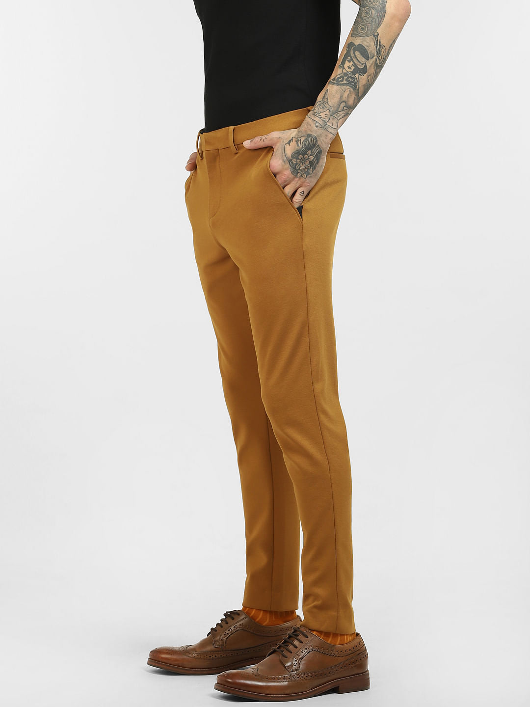 Brown Mid Rise Trousers