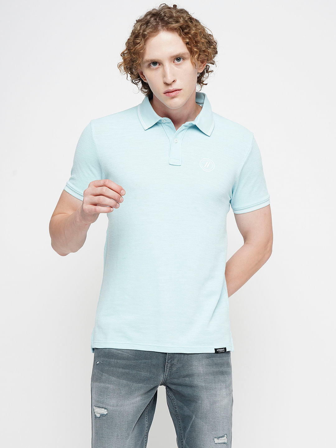 PRODUKT by JACK&JONES Light Blue Cotton Polo