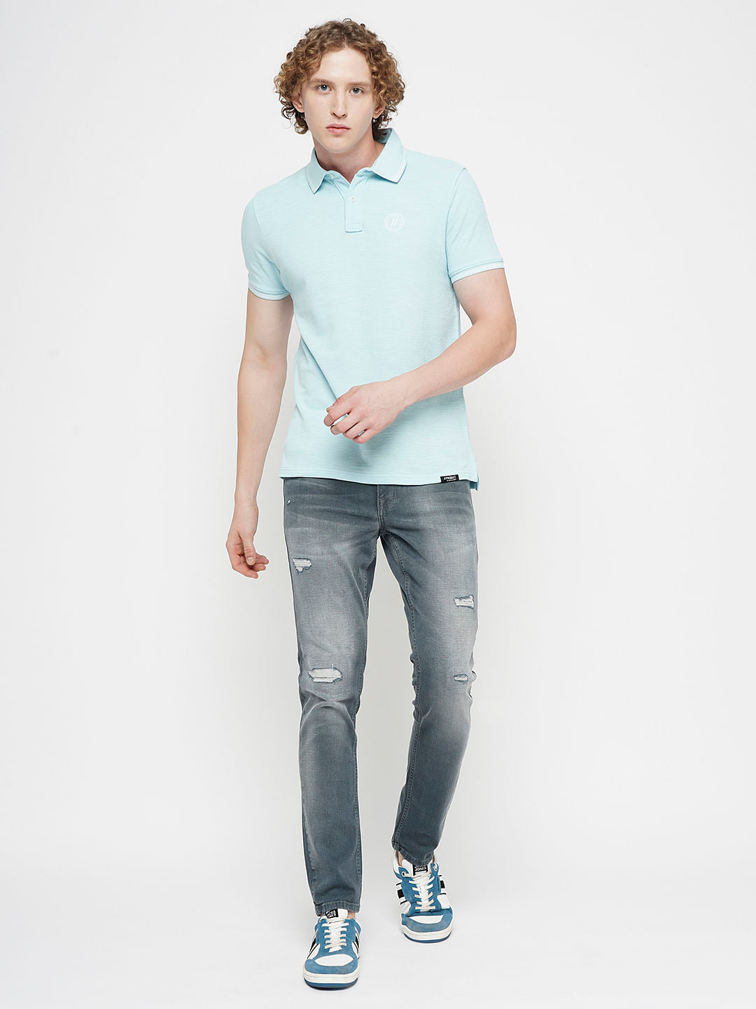 PRODUKT by JACK&JONES Light Blue Cotton Polo