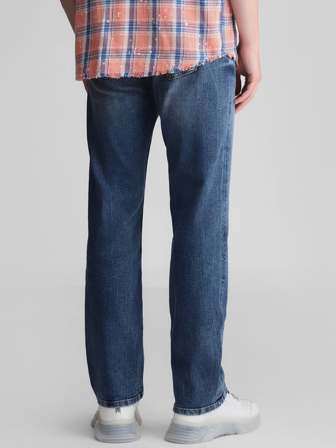 Blue Mid Rise Clark Regular Fit Jeans