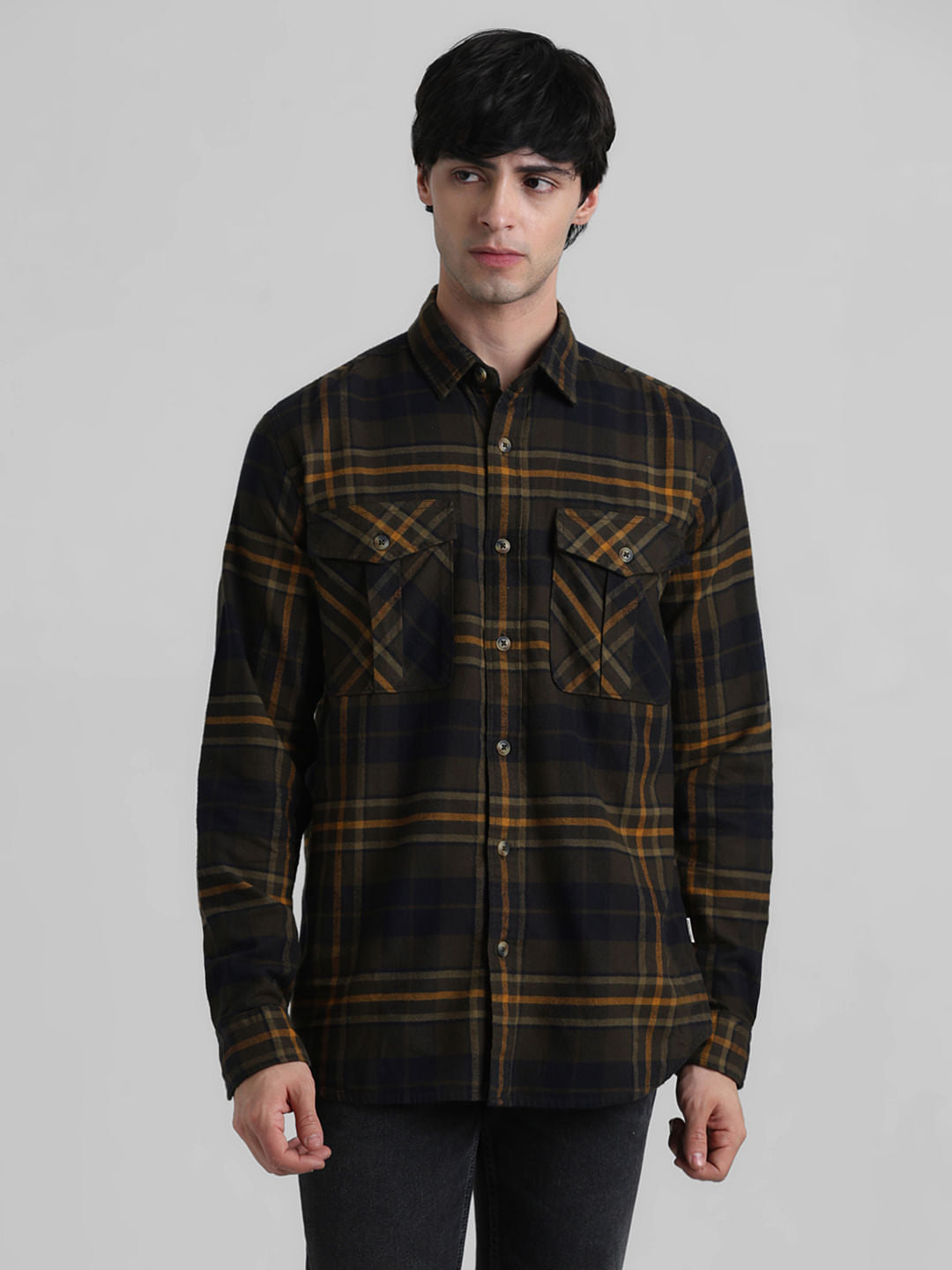 Green Check Print Shirt
