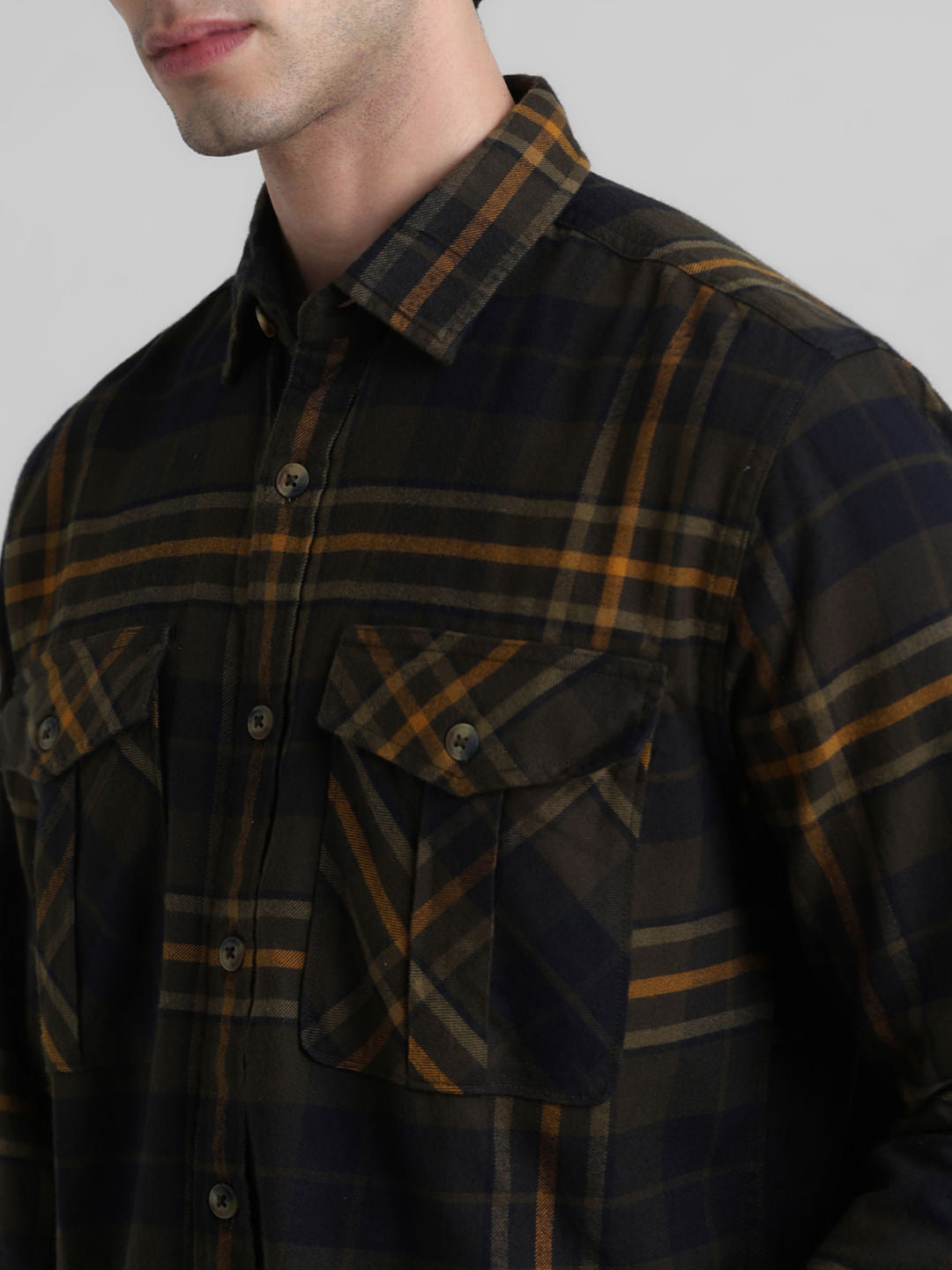Green Check Print Shirt