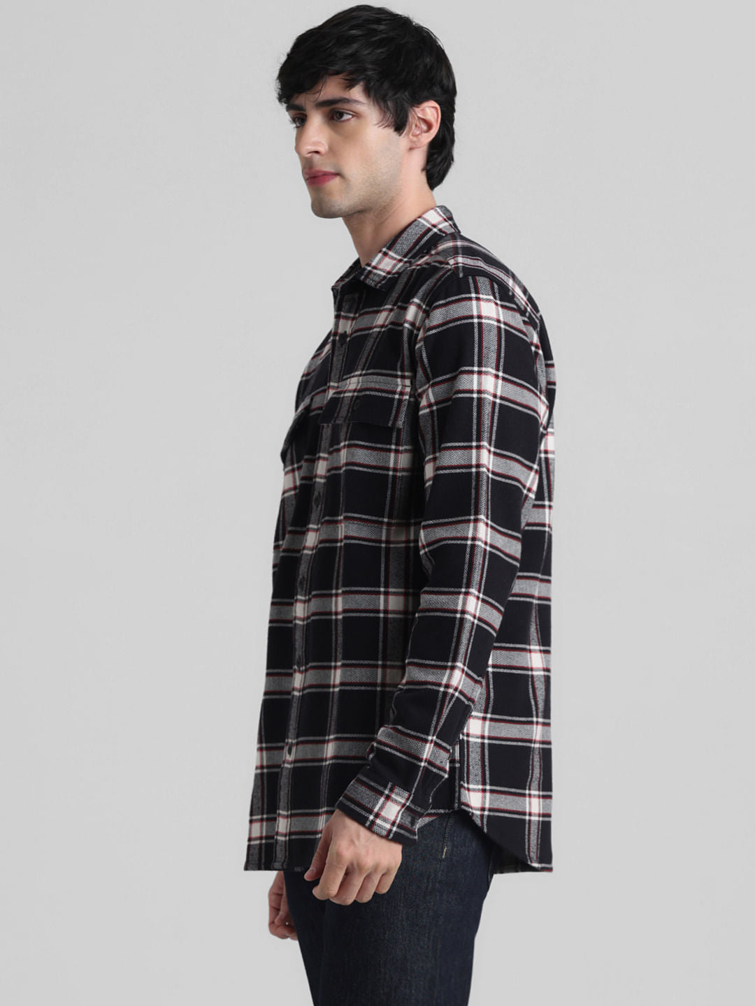 Black Check Print Full Sleeves Shirt
