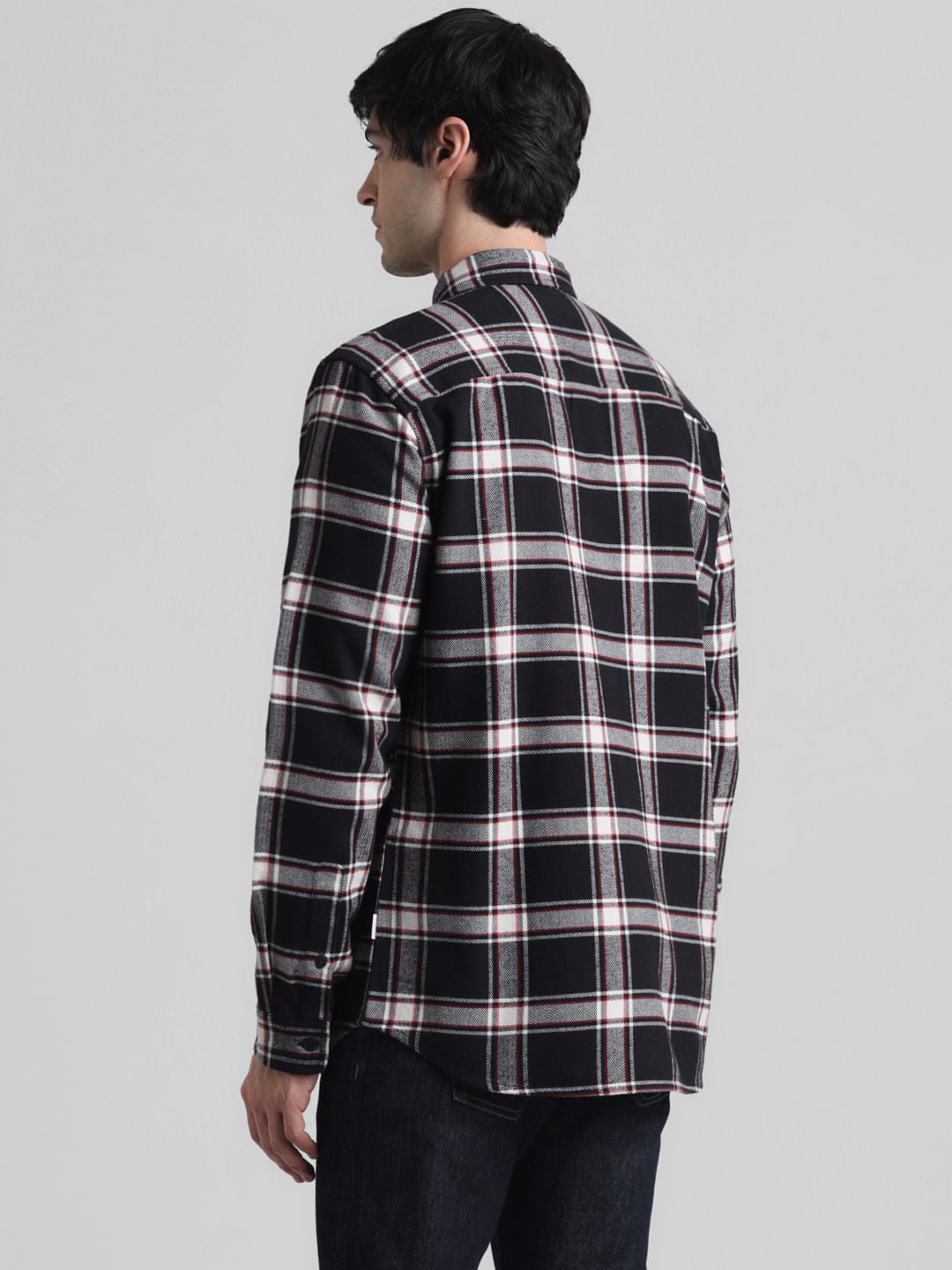 Black Check Print Full Sleeves Shirt