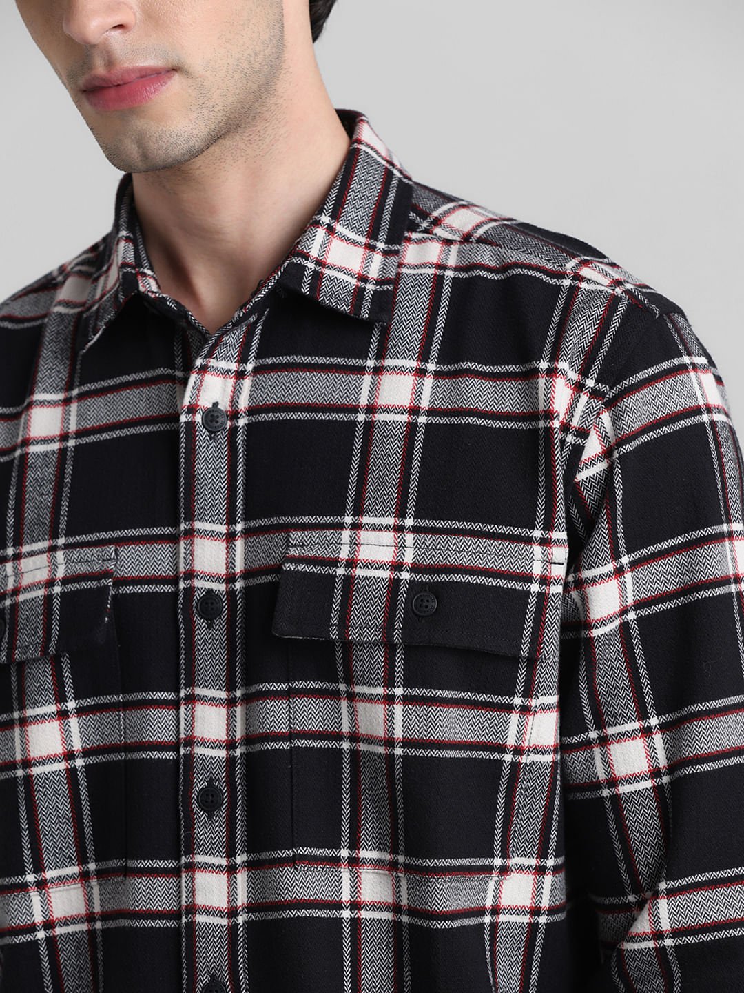 Black Check Print Full Sleeves Shirt