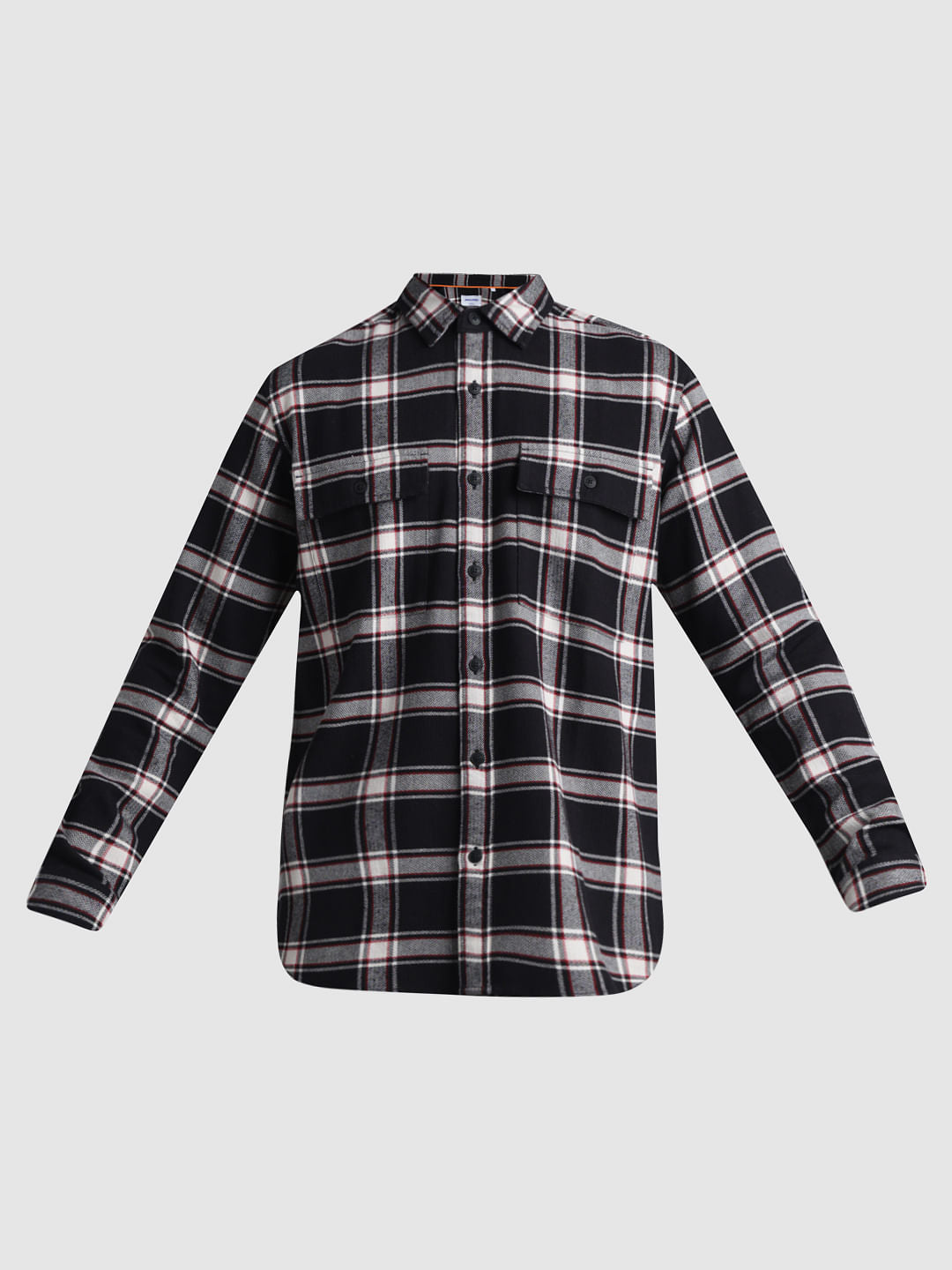 Black Check Print Full Sleeves Shirt