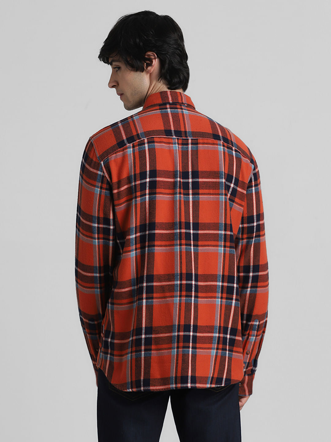 Brown Check Print Full Sleeves Shirt