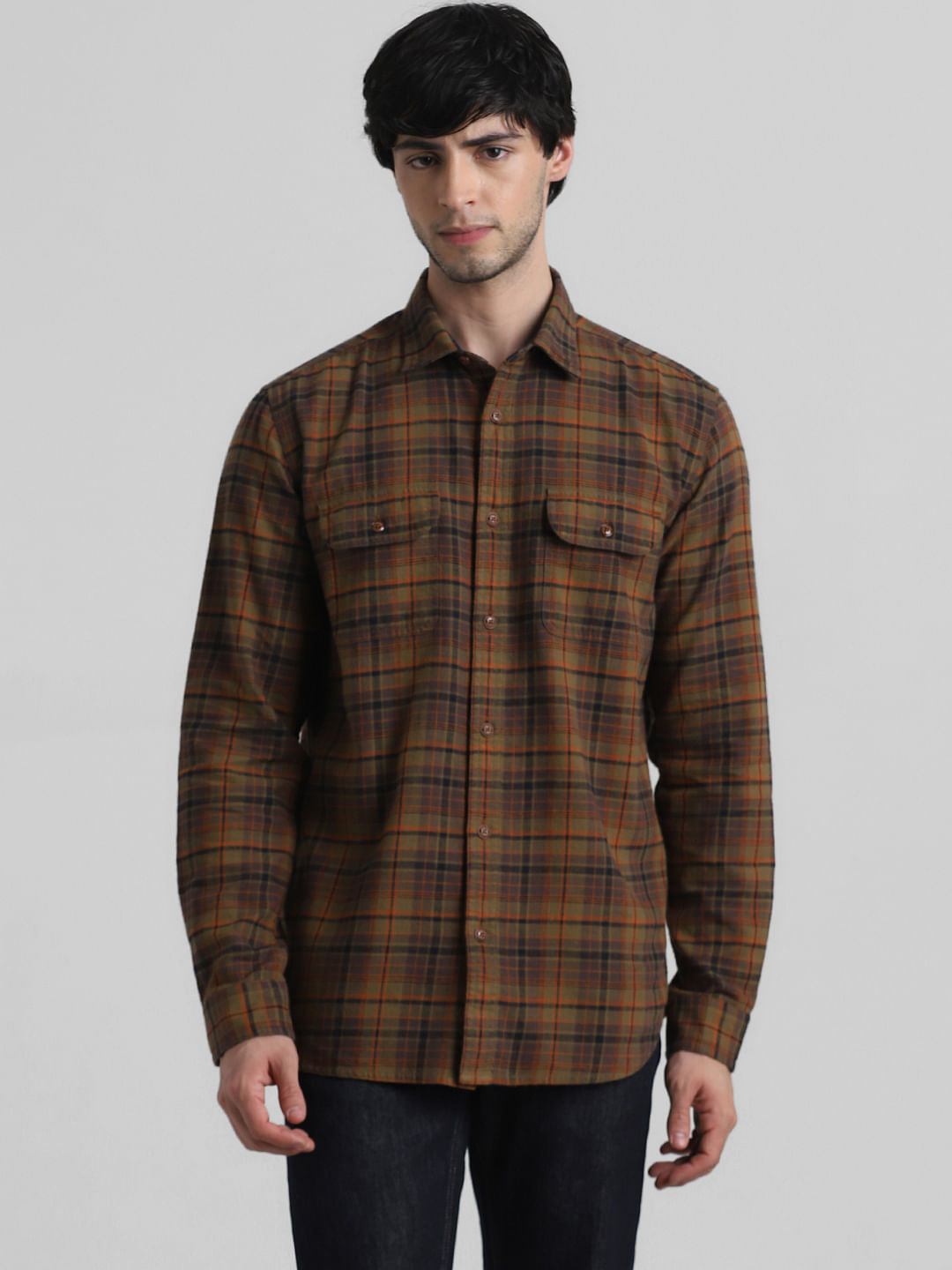 Green Check Print Full Sleeves Shirt