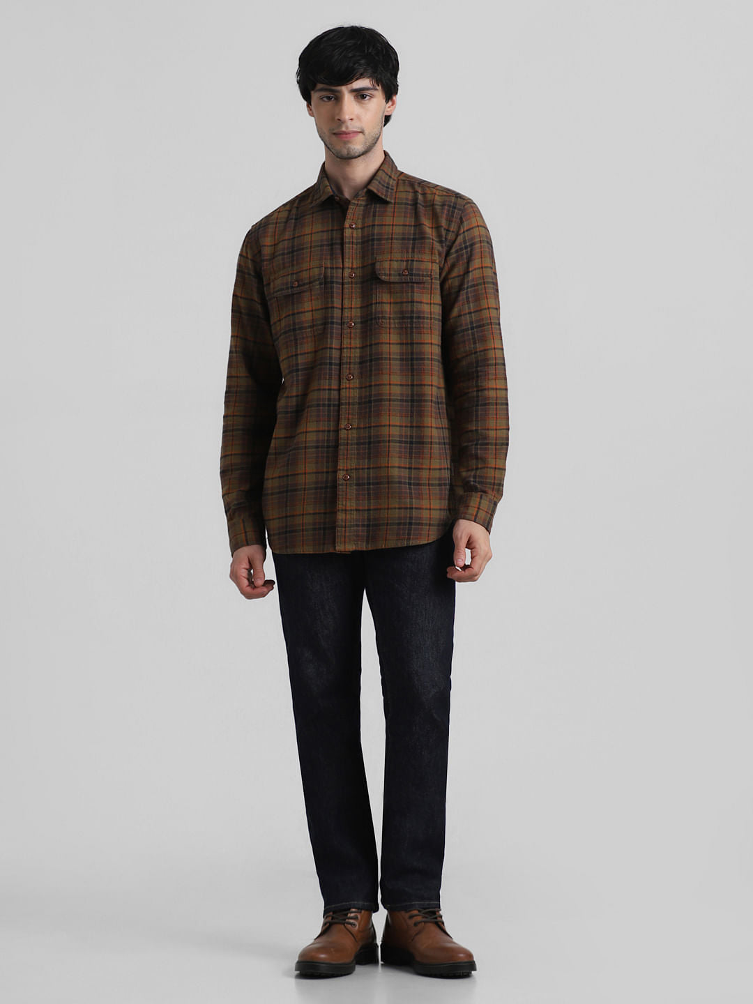 Green Check Print Full Sleeves Shirt