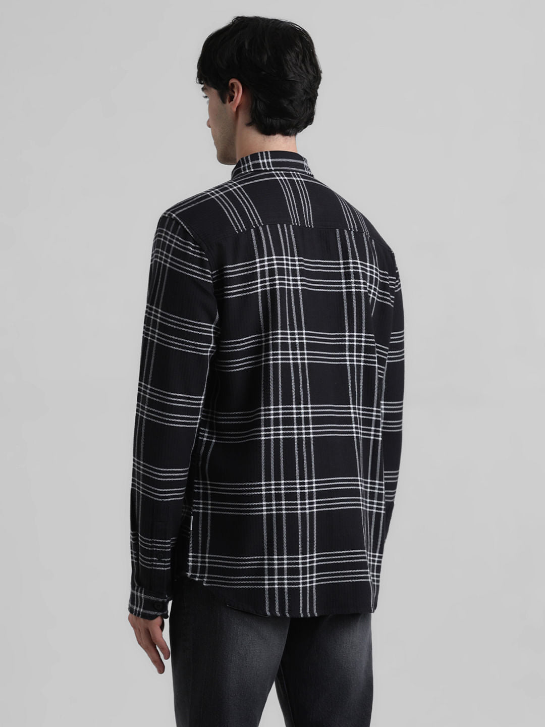 Black Check Print Full Sleeves Shirt