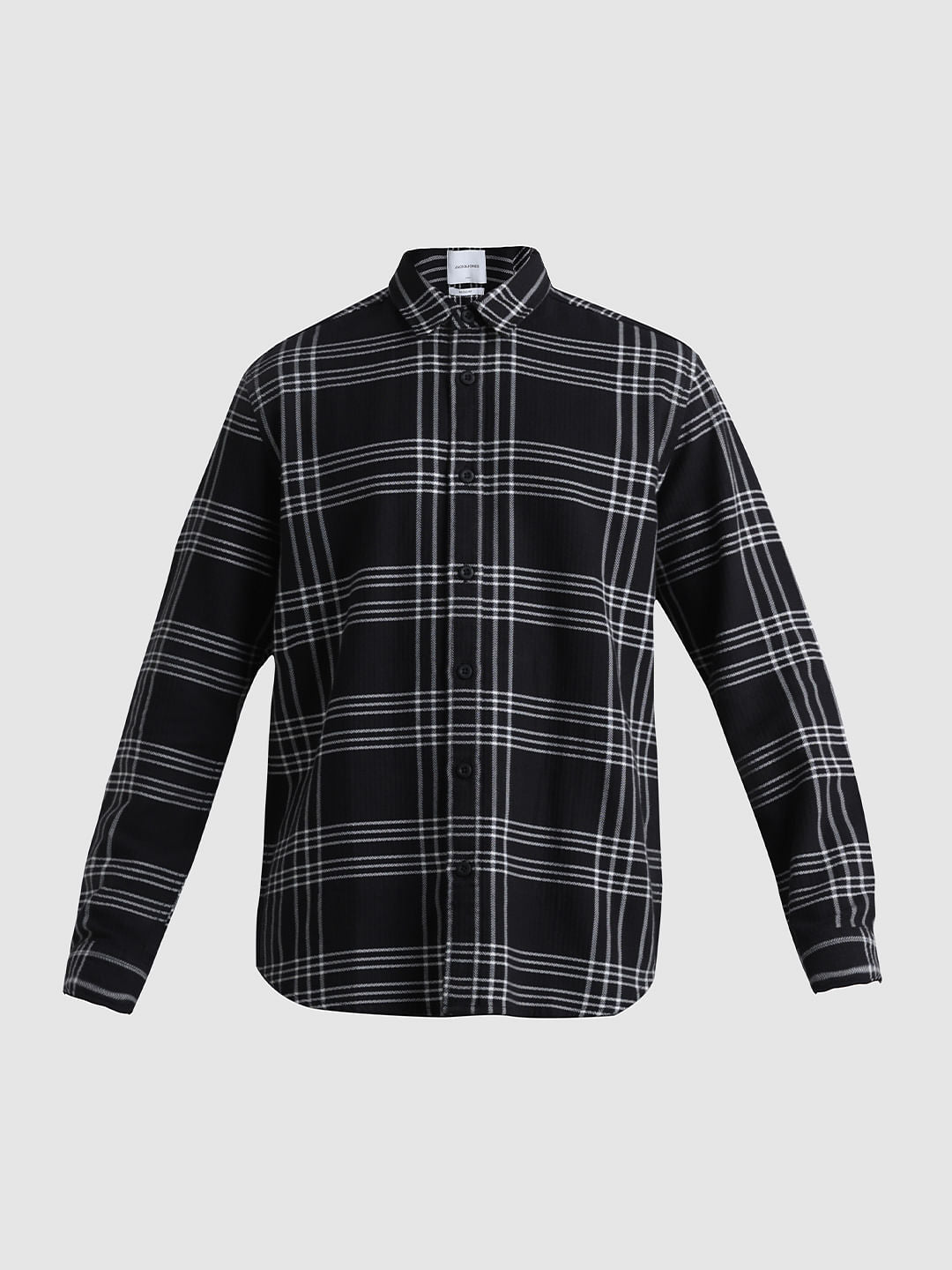 Black Check Print Full Sleeves Shirt