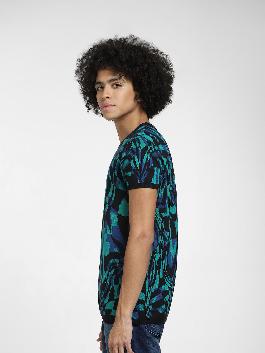 Black All Over Print Knit T-shirt