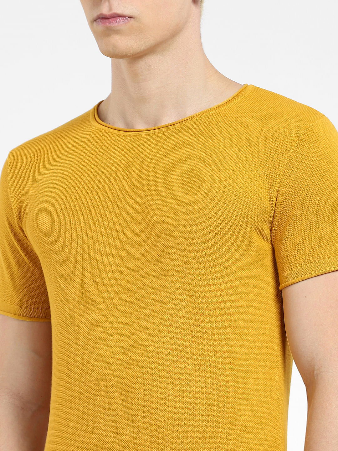 Mustard Knit Crew Neck T-shirt