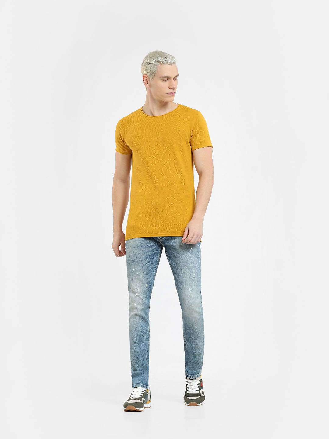 Mustard Knit Crew Neck T-shirt