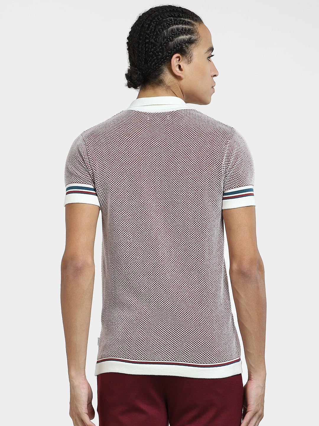 Purple Printed Front Open Polo T-shirt