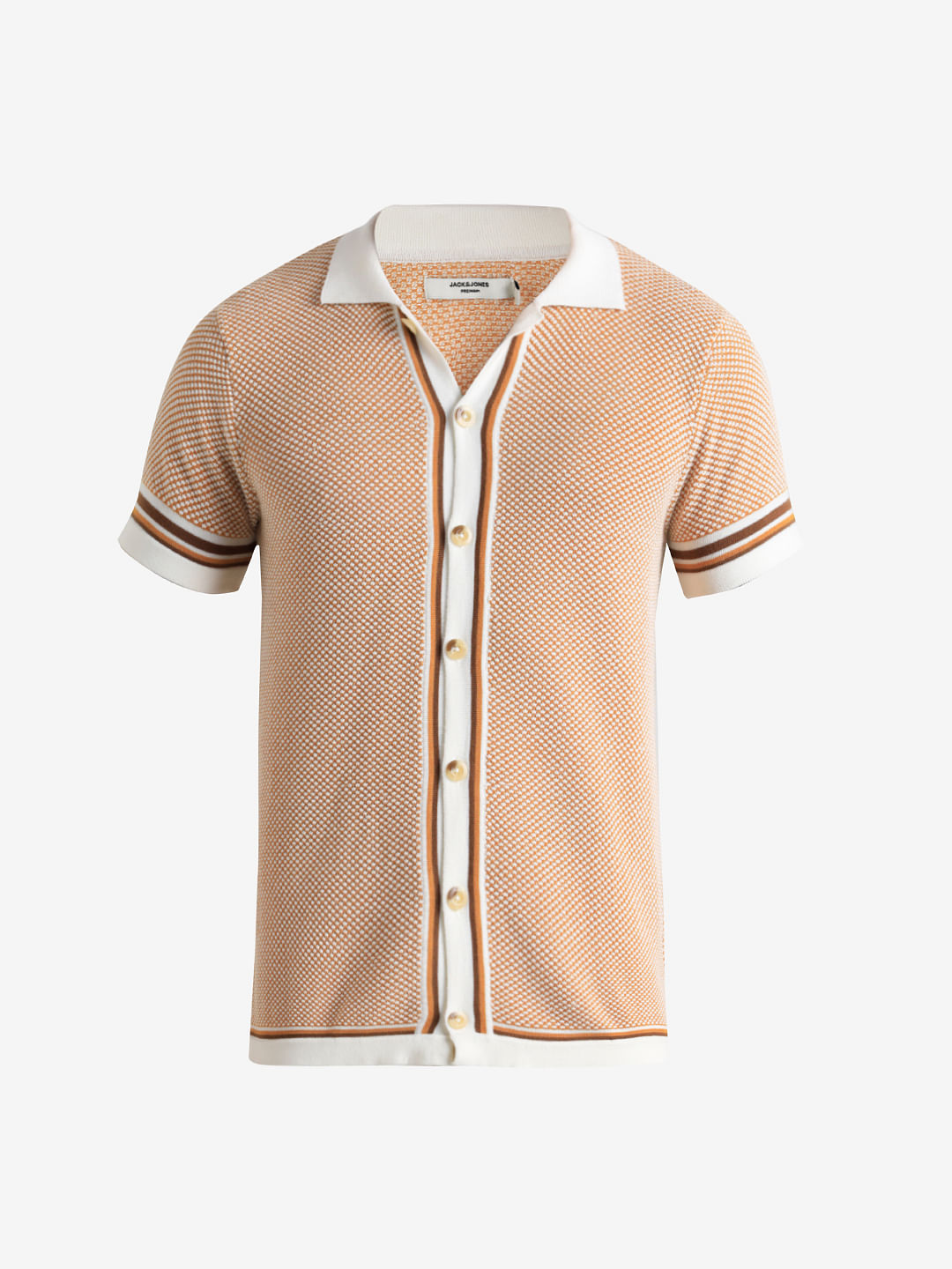 Yellow Knit Front Open Polo T-shirt