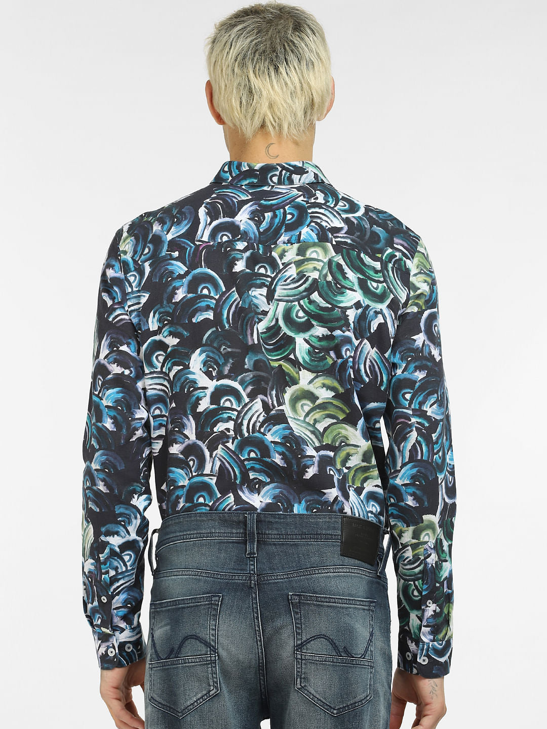 Blue Abstract Print Full Sleeves Shirt