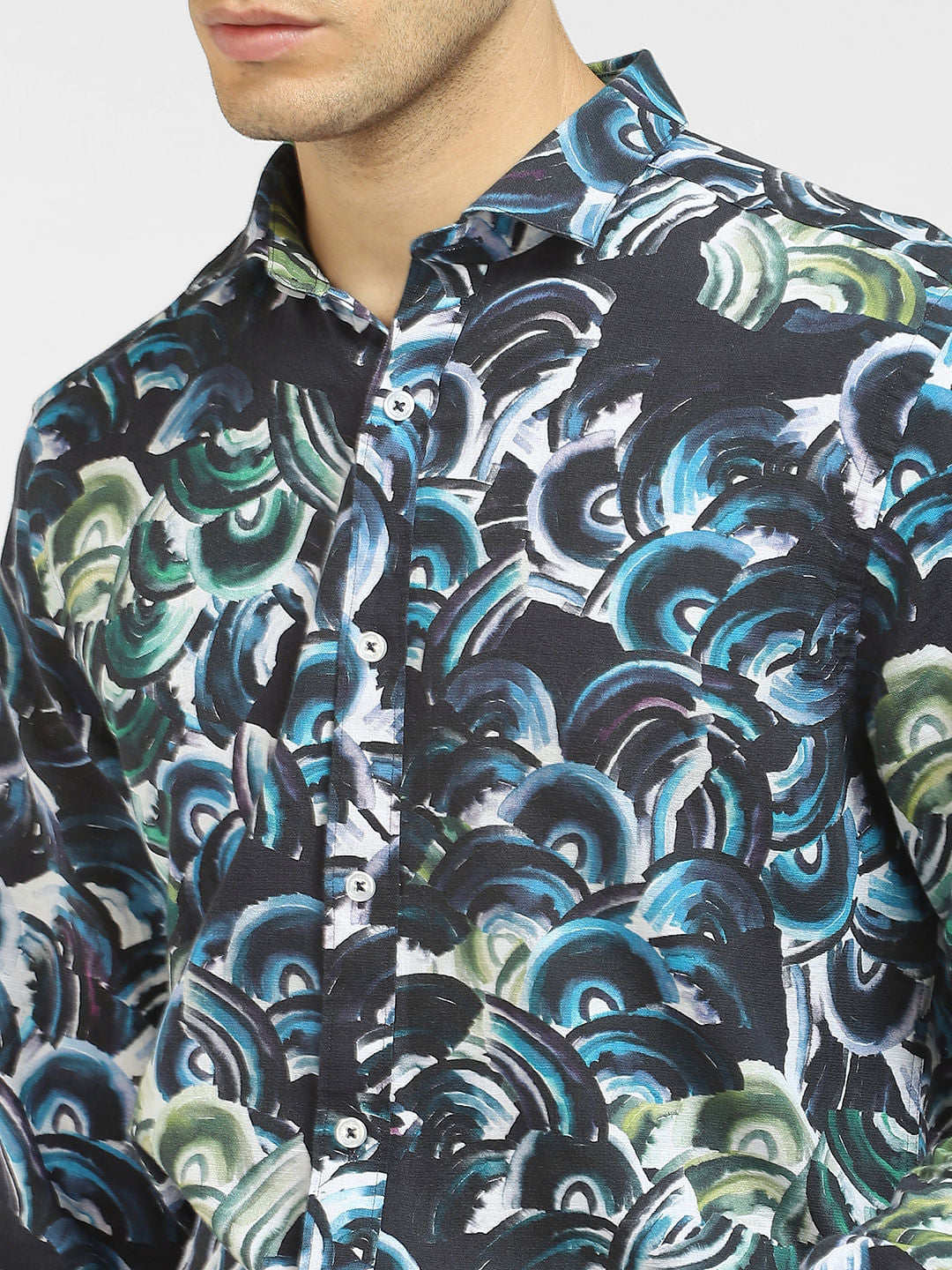 Blue Abstract Print Full Sleeves Shirt