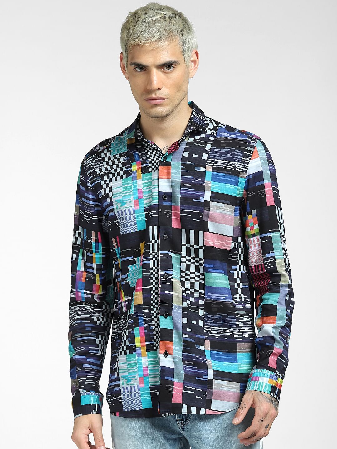 Black Abstract Print Shirt