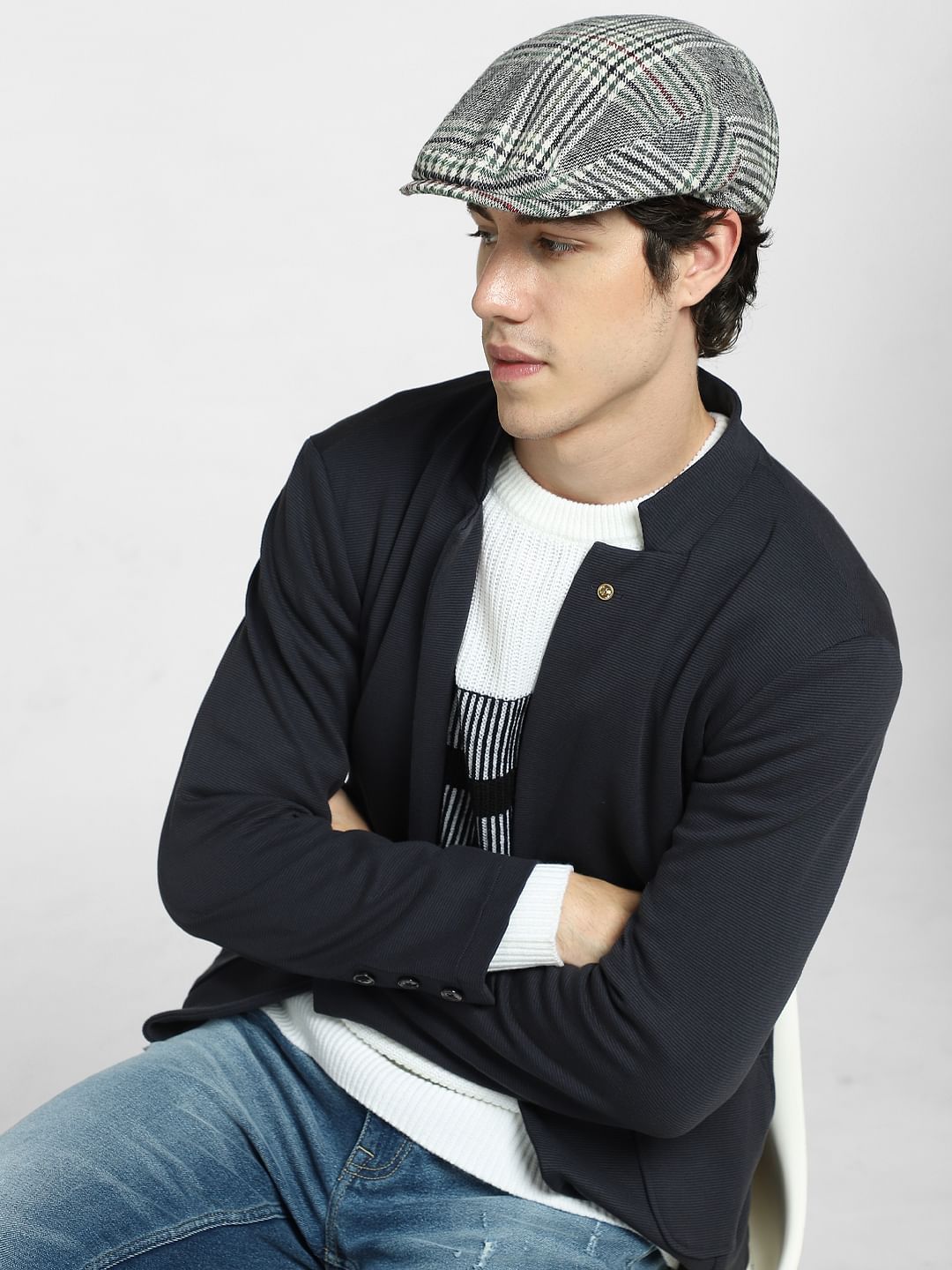 Grey Check Cap