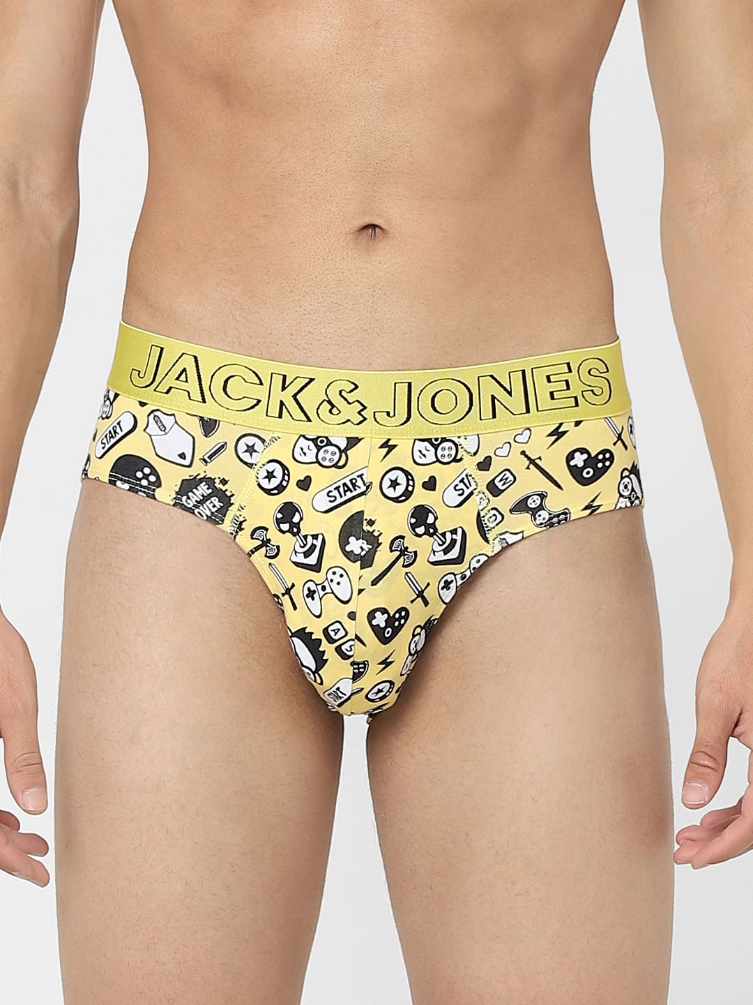 Yellow Graphic Print Briefs - S